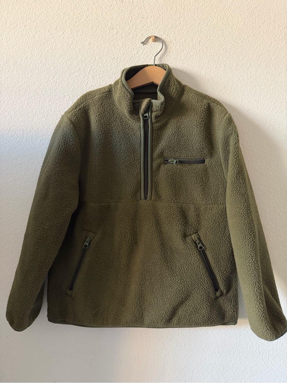 GAP Olive Green Kids Fleece Quarter-Zip Pullover